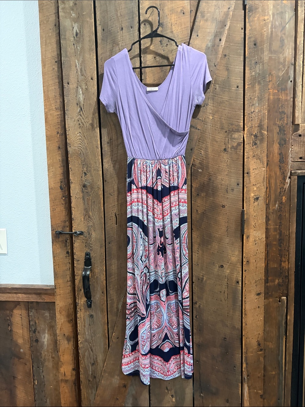 Gilli Lilac Wrap-Style Maxi Dress with Paisley Print Skirt